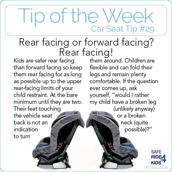 SafeRide4Kids's tweet image. Tip of the week: Kids are safer rear facing than forward facing so keep them rear facing for as long as possible.

This month, catch our car seat safety series in our blog. 5 parts: selection, direction, location, installation and harnessing. 

#carseatsafety #cpsweek2022