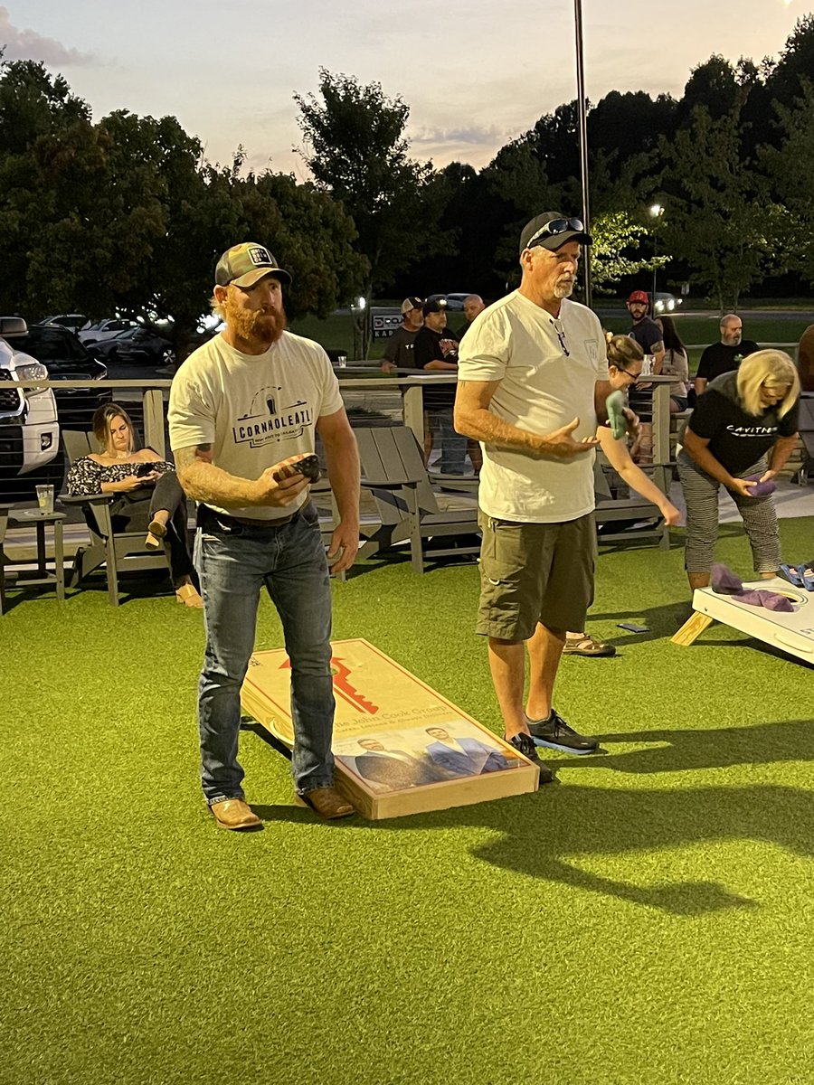marktraulsen's tweet photo. @CornholeATL - Week 2 in the books - awesome night to toss some cornhole bags. Come on out Wednesday nights and have a drink with us….  
#nofobrewco #CornholeATL https://t.co/gtrwt1lDWk