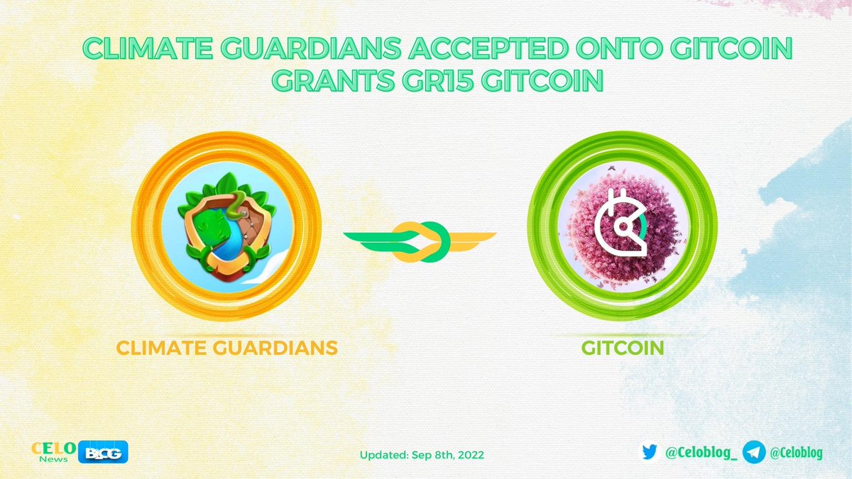 Celoblog_'s tweet image. 🥳 @ClimateGuards accepted onto Gitcoin Grants GR15 
@gitcoin 

Check out Campaign:
 ⛳️ gitcoin.co/grants/7224/cl…

#CeloBlog #CELO $CELO