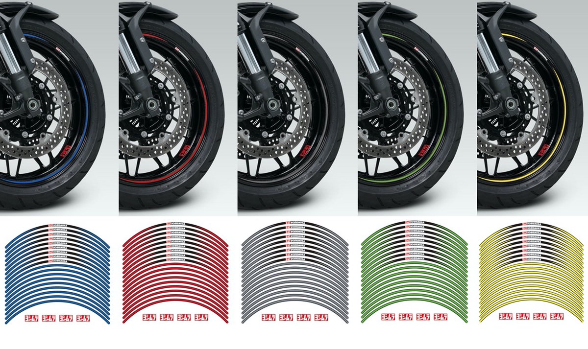 Yoshimura_JPN's tweet photo. Wheel Rim Sticker Type-A for 12 inch and 17 inch are available with 5 colors !
You can customize and dress up your motorcycle nicely with the Yoshimura Rim Stickers.
https://t.co/molSIkUkWC
#wheelrimsticker #rimsticker #stickertune #yoshimura #ヨシムラ #ステッカー #リムステッカー https://t.co/WBRTDJM7nY
