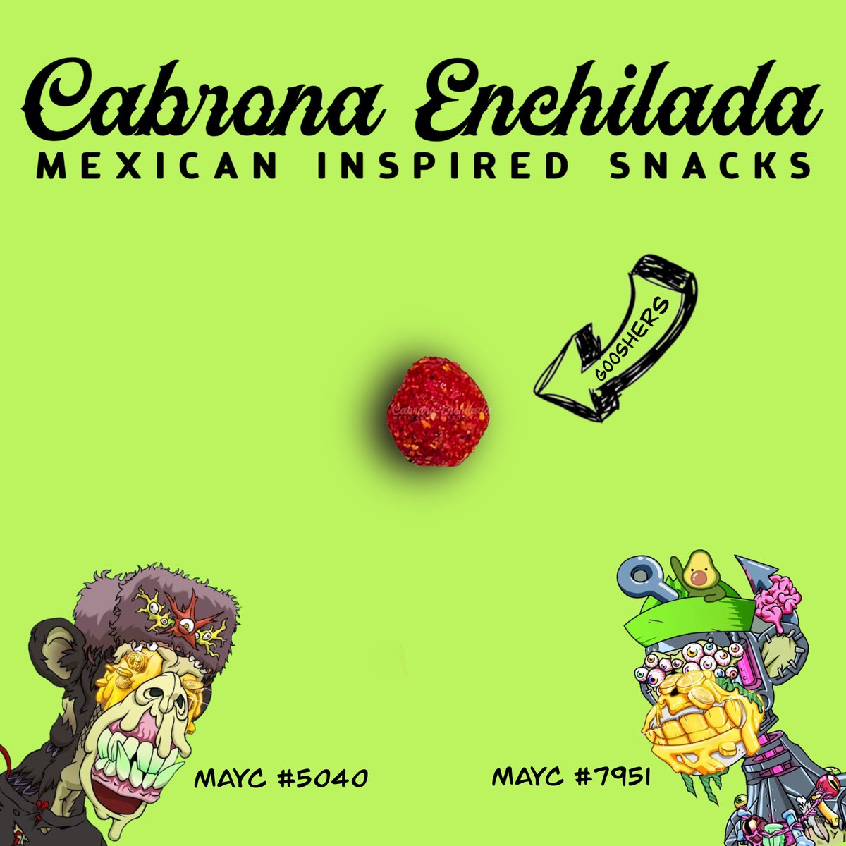 You drank the potion 🧪 IT’S TIME TO TRY THE MOST INSANE CANDY!
Introducing: 🧪Gooshers 🔥

Wanna win an exclusive sample ?! 
🧪Follow : @fenixbloom_ • @0xyeet •@demigodzx_eth • <a href="/thealphavibes/">Alpha Vibes</a> 
🧪RT 
🧪Like 
🧪Tag 3 friends 
Bonus entry : Show your <a href="/adorablecados/">Adorable Avocados</a> in comments🥑