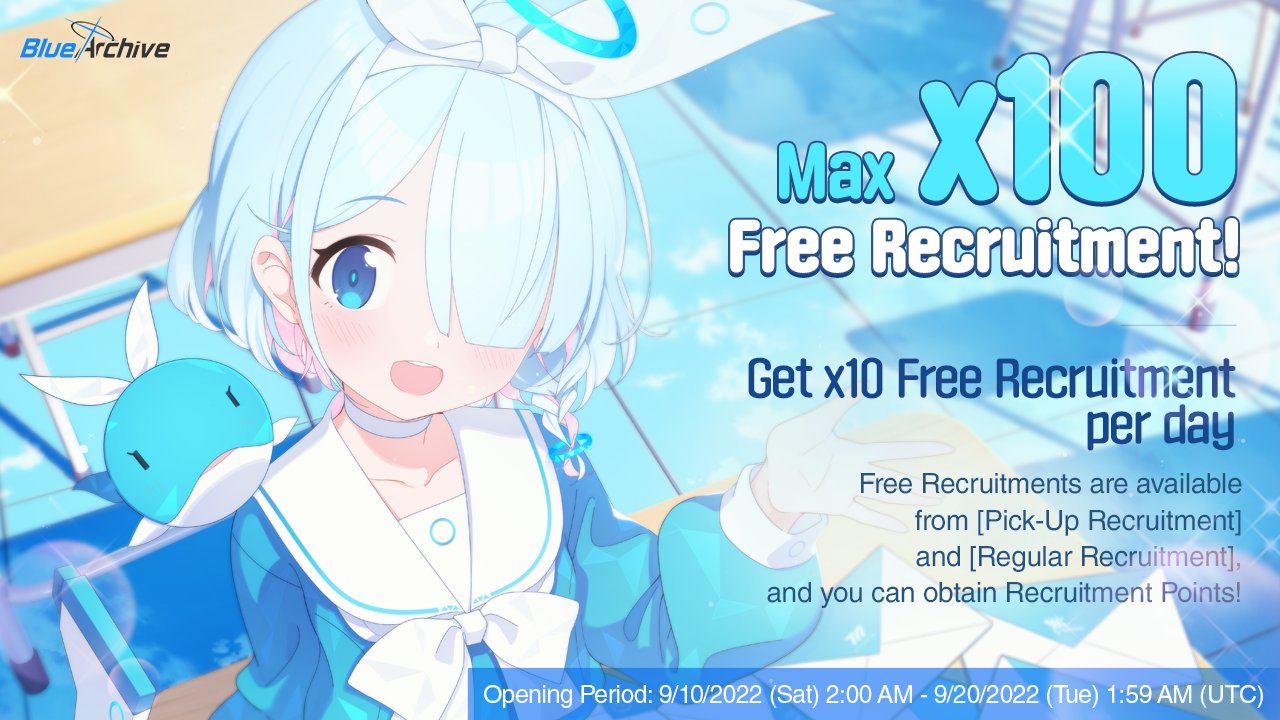 BlueArchive on X: &ldquo;[Daily Free Recruitment x10 Event] Starting 