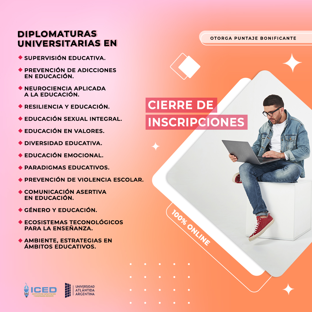 PostitulosICED's tweet photo. Asegurá tu cupo❗
¡Alcanza tus metas a distancia!
Capacitate con nuestras propuestas formativas!!
100% online! 👨‍💻
📩informes@capacitacioniced.com.ar 
#capacitaciondocente #ICED https://t.co/otO4TgzDHt