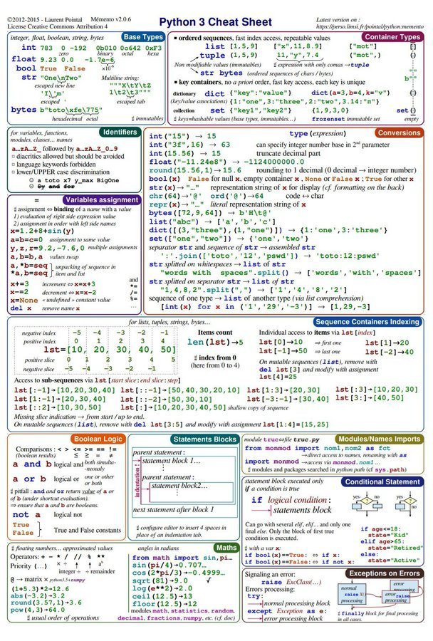 Manish_kumar3_1's tweet photo. Python 3 Cheat Sheet
#DataScience #MachineLearning  #Analytics #AI #ML #Tech #IIoT #Python #TensorFlow #Java #ReactJS #DataScientist #Programming #Coding #womenintech #100DaysofCode #CodeNewbies #javascript #Java #SQL #linux https://t.co/YmVQ5cpehQ