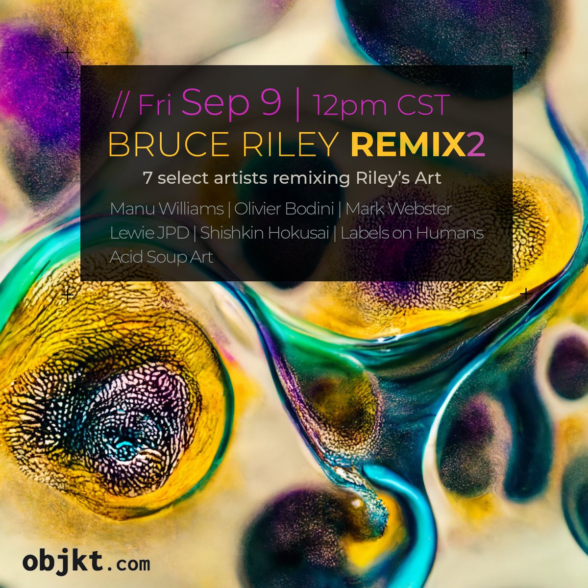 manuW_atx's tweet photo. The time is nigh! We will be serving up an eclectic mix of psychedelic organisms and some this Friday!⌛️

#rileyremix #tezosart #cleanNFTs https://t.co/5Jy2RXfmaW