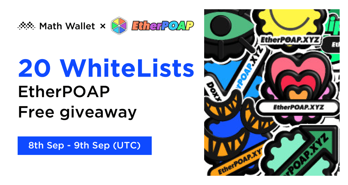 MathWallet's tweet photo. 🥳MathWallet x EtherPOAP Giveaway!

🎁20 WL spots

To enter: 

❤️Follow @MathWallet &amp; @EtherPOAP 
🔄RT &amp; @ 3 friends
✅Complete: https://t.co/82Rq6RlA5Z

Powered by @Collectify_app 

#ETH #NFT #Giveaway https://t.co/9yRsTkHOQ3