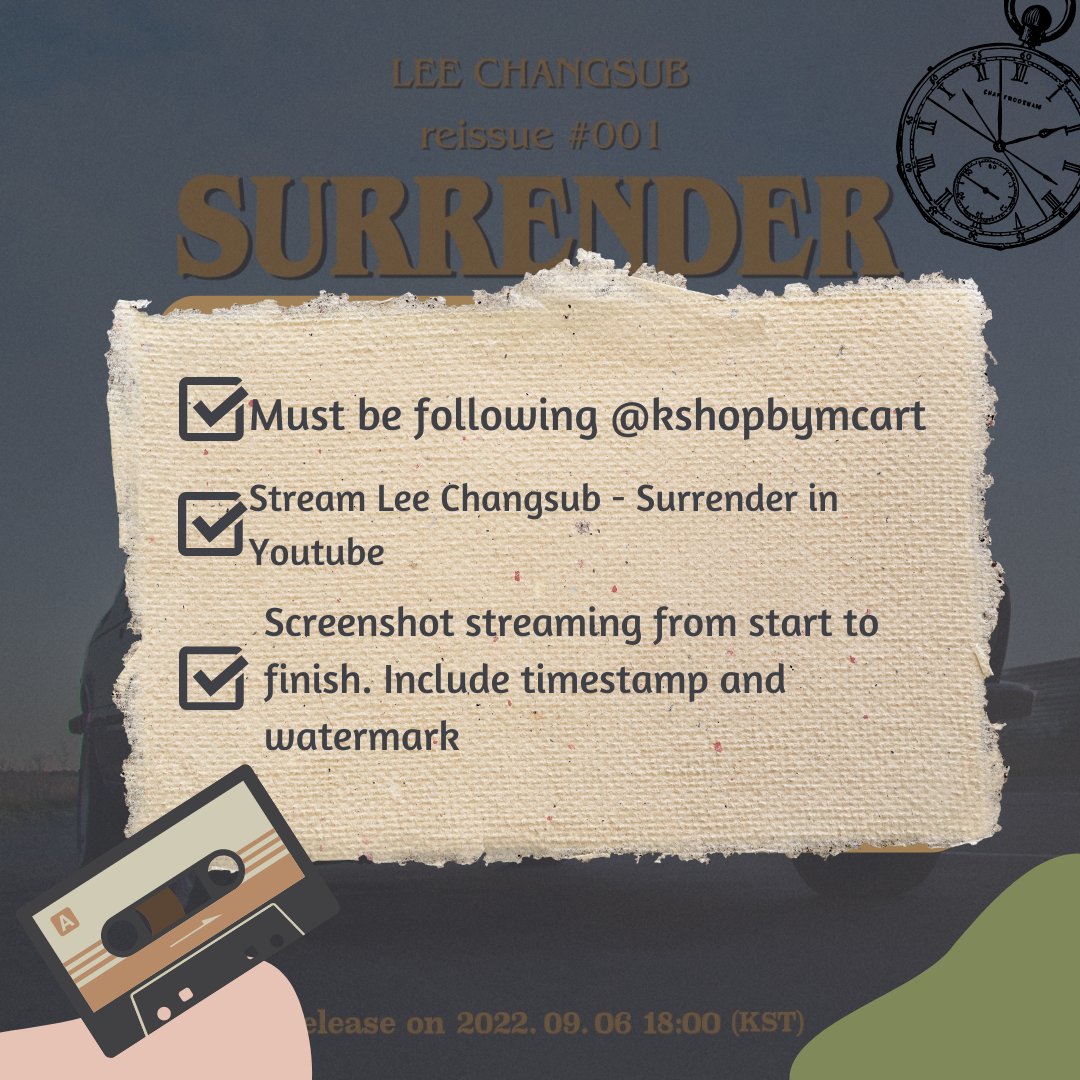 🏳 Lee Changsub YT Streaming Giveaway

- Must be following me
- Winners must be willing to shoulder LSF
- 1 winner each prize, total of 3 winners
Prizes: 1 Melody Acrylic Photocard Holder, 1 Be Together Sealed, 1 Changsub Surrender Album