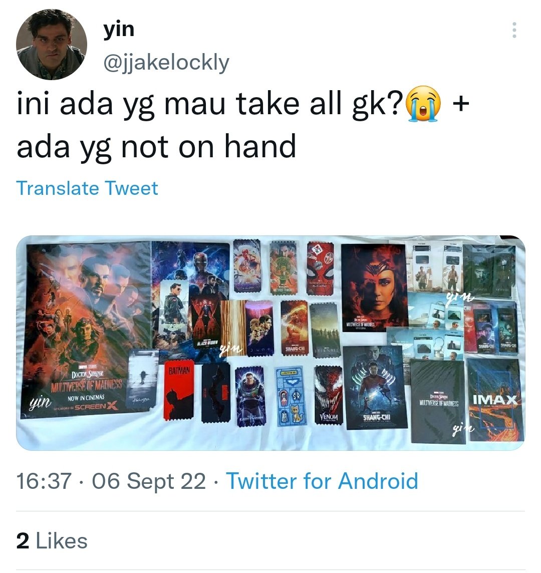 cbroflle's tweet photo. Help RT dan Like✨️

Aku mau take beberapa dari collectnya Yin dan aku mau open sharingnya biar aku yg take All ini.

Kalo kalian ada minat bisa dm aku ya❤️✨️ sistemnya book dulu

Tg wts Ot collectible ticket marvel 
Original megabox https://t.co/907gOs4R7b
