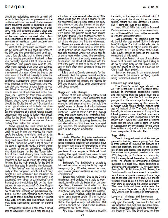 CalstaffTheGold's tweet photo. In Dragon #48 (Apr/81), Tim Lasko gives some advice on playing an AD&D Druid as opposed to the original Druid described in D&D's Eldritch Wizardry supplement.
#1e #ADnD #PlayerAdvice https://t.co/PSfPUqMLsP