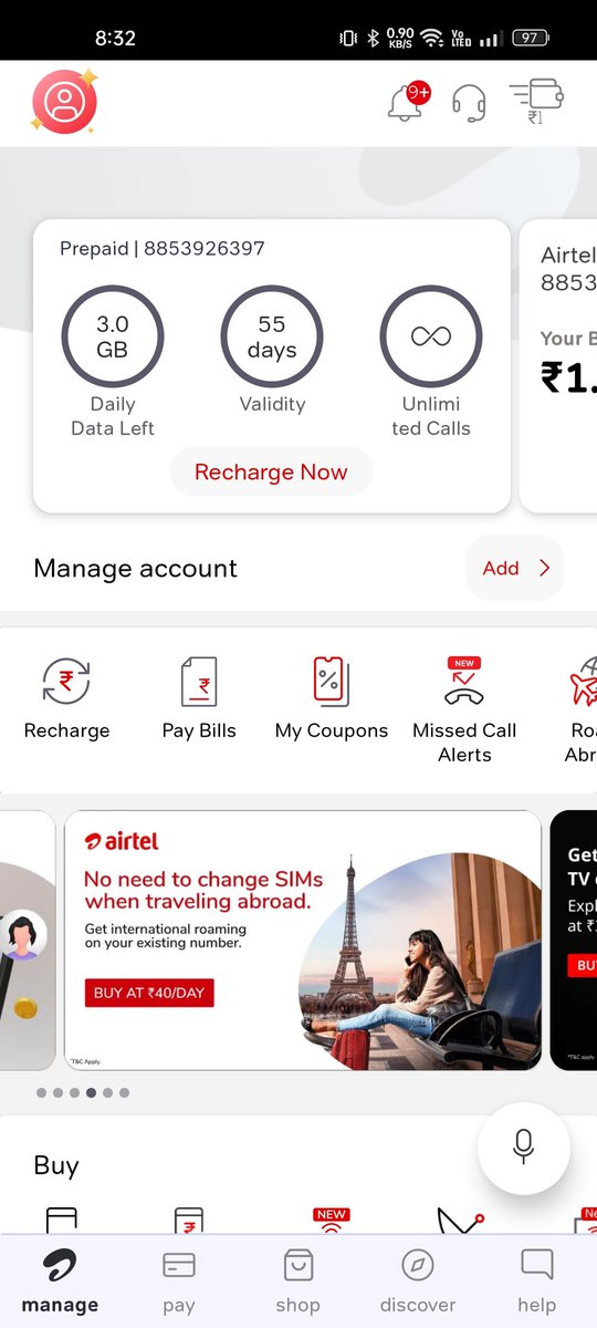 Notplays3's tweet photo. Dear @airtelindia @Airtel_Presence . I did recharge my number just now for 56 days and instead of 56 days it's validity is for only 55 days. Why? https://t.co/vMKL1aslyH