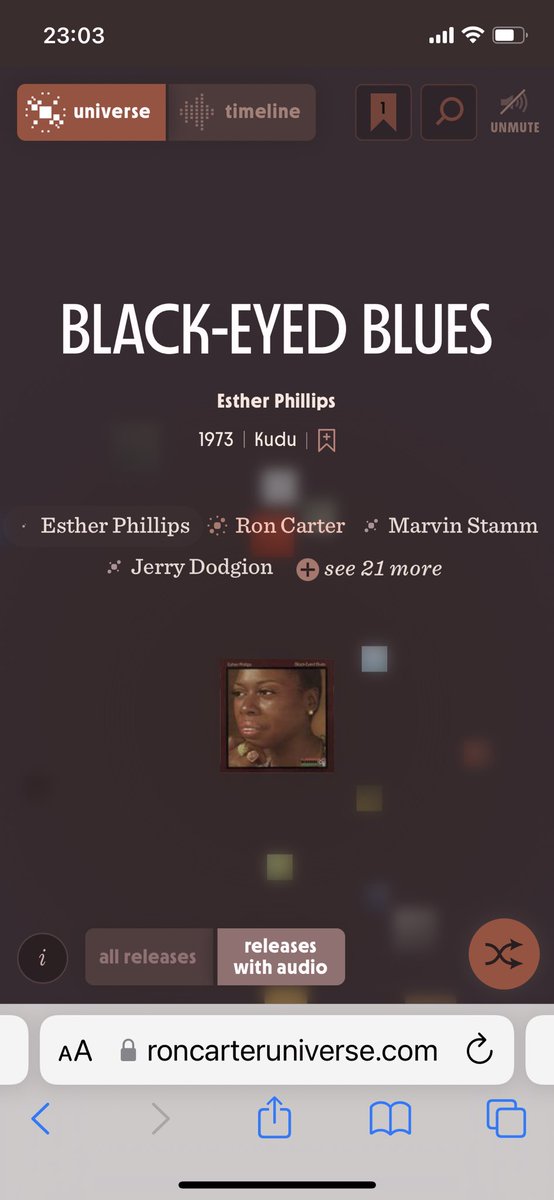 RonCarterBass's tweet image. Freely explore 60 plus years of legendary bass lines in my interactive discography! RonCarterUniverse.com 

No mere list, this is an encyclopedia of music history. 

Make a playlist in the web-based app and listen to me wherever you may roam. 

Created by @fathominfo