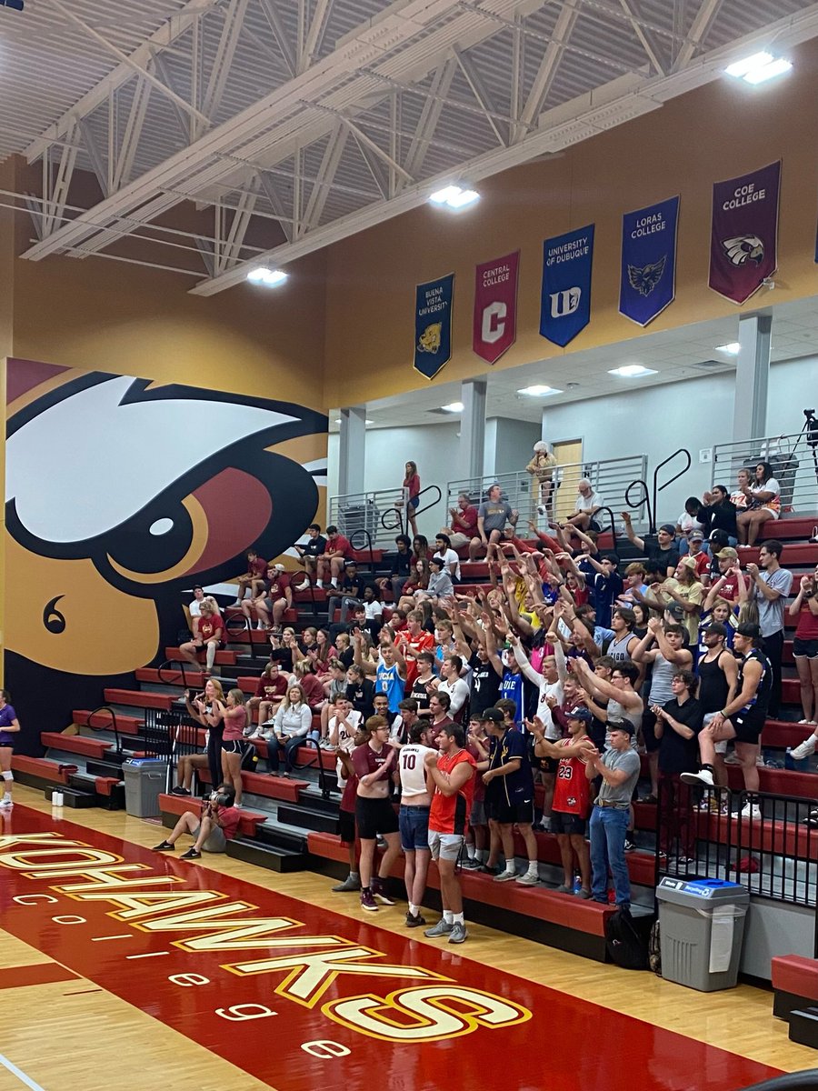 Great night to be a Kohawk! Congrats <a href="/KohawkVball/">Kohawk Volleyball</a> on the big W! 🧹 Glad our idiots from <a href="/CoeCollegeHoops/">Coe College Men’s Basketball</a> got the Bird Cage poppin tonight! #LetsGoCoe!