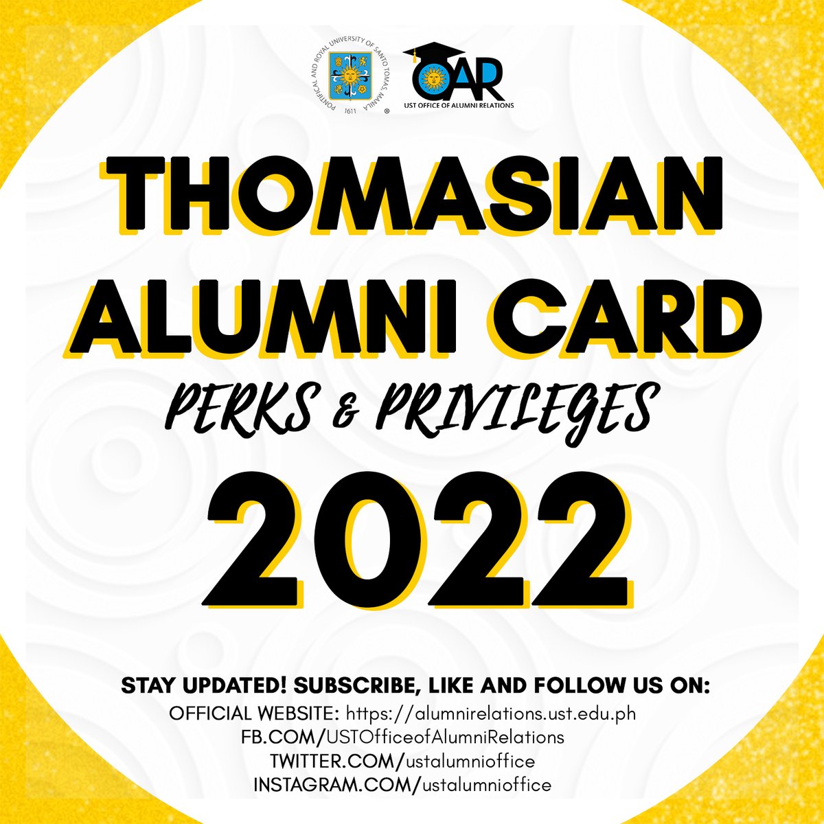 USTAlumniOffice's tweet photo. Check out what the Thomasian Alumni Card has to offer this year! 💛

Follow thread here. https://t.co/pYpbLq6kSR