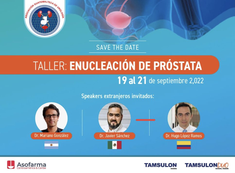 davidrecinosmd's tweet photo. 1er Curso Centroamericano de Enucleacion Transuretral de Próstata. @MSGONZALEZURO @urojavo @HugoLopezRamos @uroauca #UroSoMe #urologia #holep #bipolep #asociacionguatemlatecadeurologia #enucleacion #enucleaciondeprostata #enucleacionprostata #HPB #prostata  #hiperplasiaprostatica https://t.co/X0JXFQYVrn