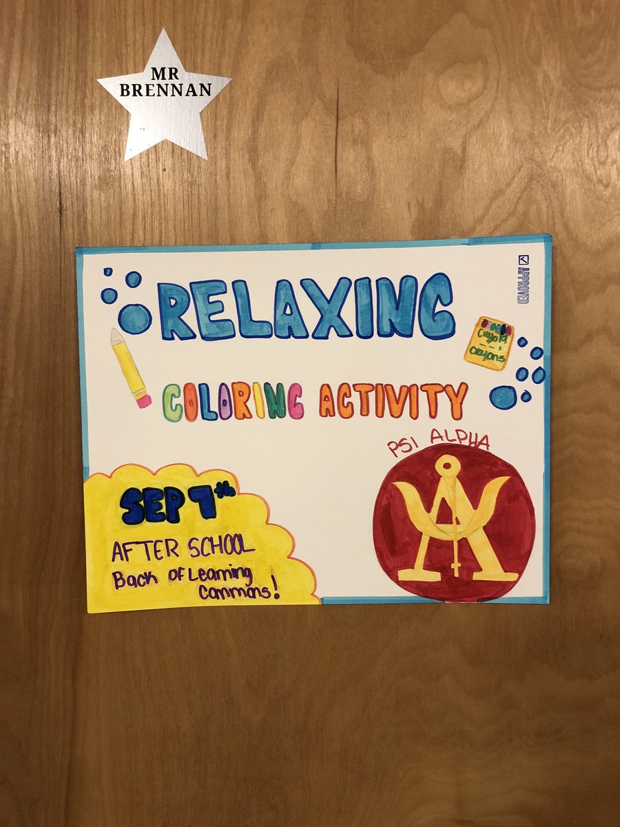 josephbrennan10's tweet photo. #PsiAlpha psychology honor society @DHSHappenings hosted a #relaxation #coloring activity after school today for faculty, staff, &amp; students. Thanks to Ms. Amy Wilder, @MsEdwardsDHS , @MsOrlando27, &amp; @SamanthaMcE for joining us! @MikeMicallef1 https://t.co/uJNGTqTcOV