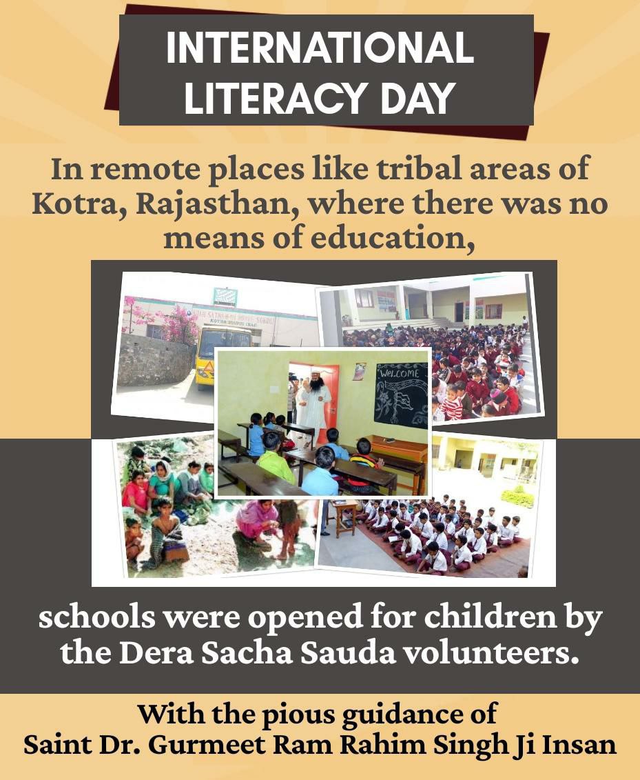 manjuu_sharmaa's tweet photo. Saint Gurmeet Ram Rahim Singh Ji says when you actually help someone you genuinely feel good from heart and this is followed by dera sacha sauda volunteers.
#WorldLiteracyDay
#InternationalLiteracyDay https://t.co/BkEaRK5obB