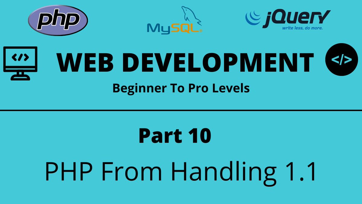 TechQuickLearn's tweet photo. Web Development Tutorial | PHP, jQuery & MySQL | Part 10 | Form Handling 1.1
Video link - https://t.co/A6IzIpZ9Er
#programming #techquicklearner #softwaredeveloper #webdevelopment #webdeveloper #learning #learn #javascript #php #mysql #jquery #formhandling https://t.co/Xp1qdyu8iN