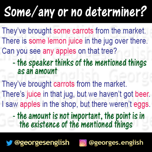 GeorgesEnglish's tweet photo. #some #any #determiner
#georgesenglish #elt #efl #esl https://t.co/pdSxNftP5H