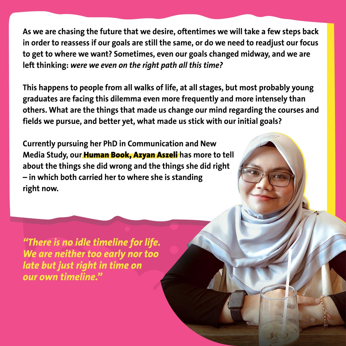 gradmalaysiaMY's tweet photo. Our Human Book Azyan Aszeli, a quality specialist and PhD student, will be sharing her experiences and journey to reach her goals, as well as some advice on deciding when we should stay on our path to success, and when it might be time to reset the GPS.
#MCASF #azyanaszeli https://t.co/HABPYqedoj