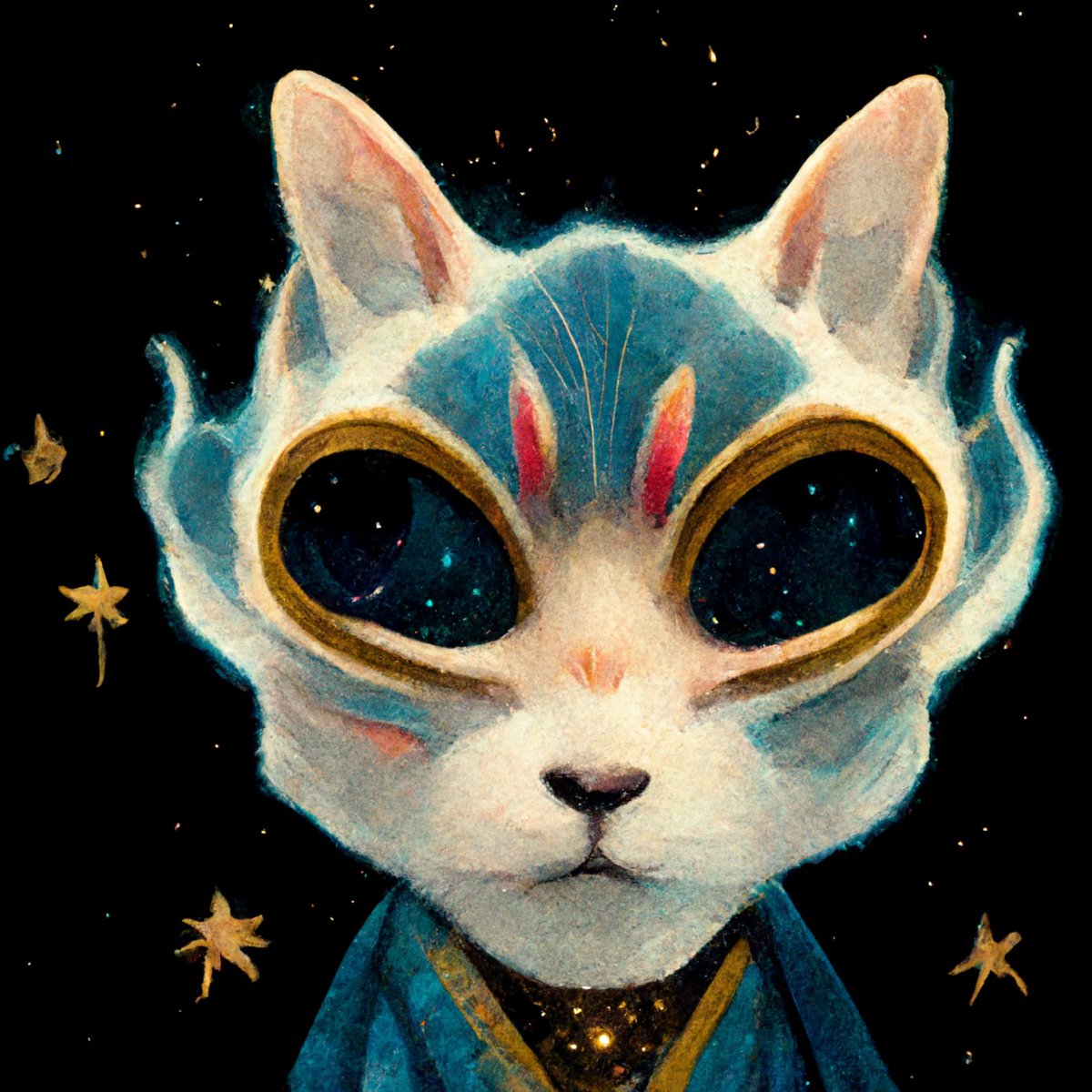 snow_nft's tweet photo. gm 😼 first ever prompt I feed into AI. ngl this makes a good pfp. https://t.co/2F6oloR1DY