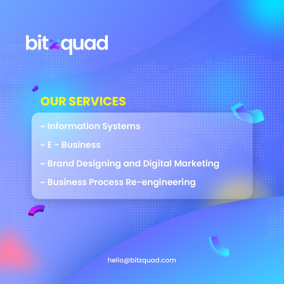 bitzquad's tweet photo. We are more than happy to be of service to you and advance together. 📈

Bitzquad provides diverse services to make your daily operations #better, #reliable, and #secure at your convenience. 

✔️Stay with us for updates. 
✔️Follow us on our social network. 

#Bitzquad #tech https://t.co/tnJh7qSFA6