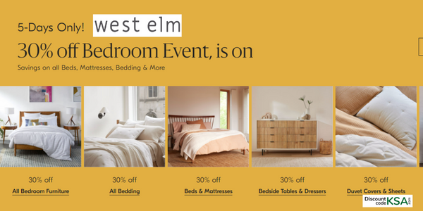 DiscountcodeKsa's tweet photo. 💥West Elm Bedroom Event💥
🛋🛋Get Flat 30% OFF on All Beds, Mattresses, Bedding &amp; More [5-Days Only]🛋🛋
Hurry Up! Shop Now!
Click Here-https://t.co/8Drce00a11
 
#Discountcodeksa #KSA #BedroomEvent #furniture #Homedecor #onlineshopping https://t.co/qQTqsdECZ2