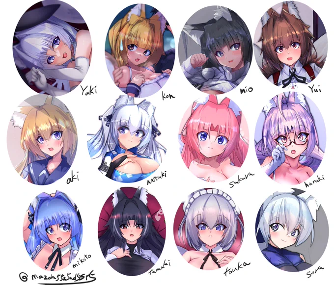 下記のうちの子でエロいイラストが見たい!ってキャラがいたらリプください(いまのが描きあがったら描きます!多数決で) 