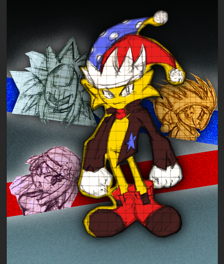CubePunks's tweet photo. Comped a few Spark sketches I did. If I have time I'll do a cleaned-up version.

Play Spark 3 if you haven't. Best indi release of the year.

@LakeFeperd  #sparktheelectricjester https://t.co/2FI8u2EFJh
