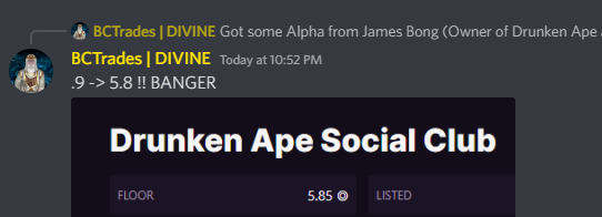 WarsomeWizards's tweet photo. Warsome Alpha has been crushing it! Huge shout out and congrats to our friends at @DrunkenApeSC !
Entry: .9 $SOL
Current Floor: 5.85
Massive win!
#ALPHA #Warsome #HBARNFT #HBARNFTs #Print https://t.co/sE6jQKeO4h