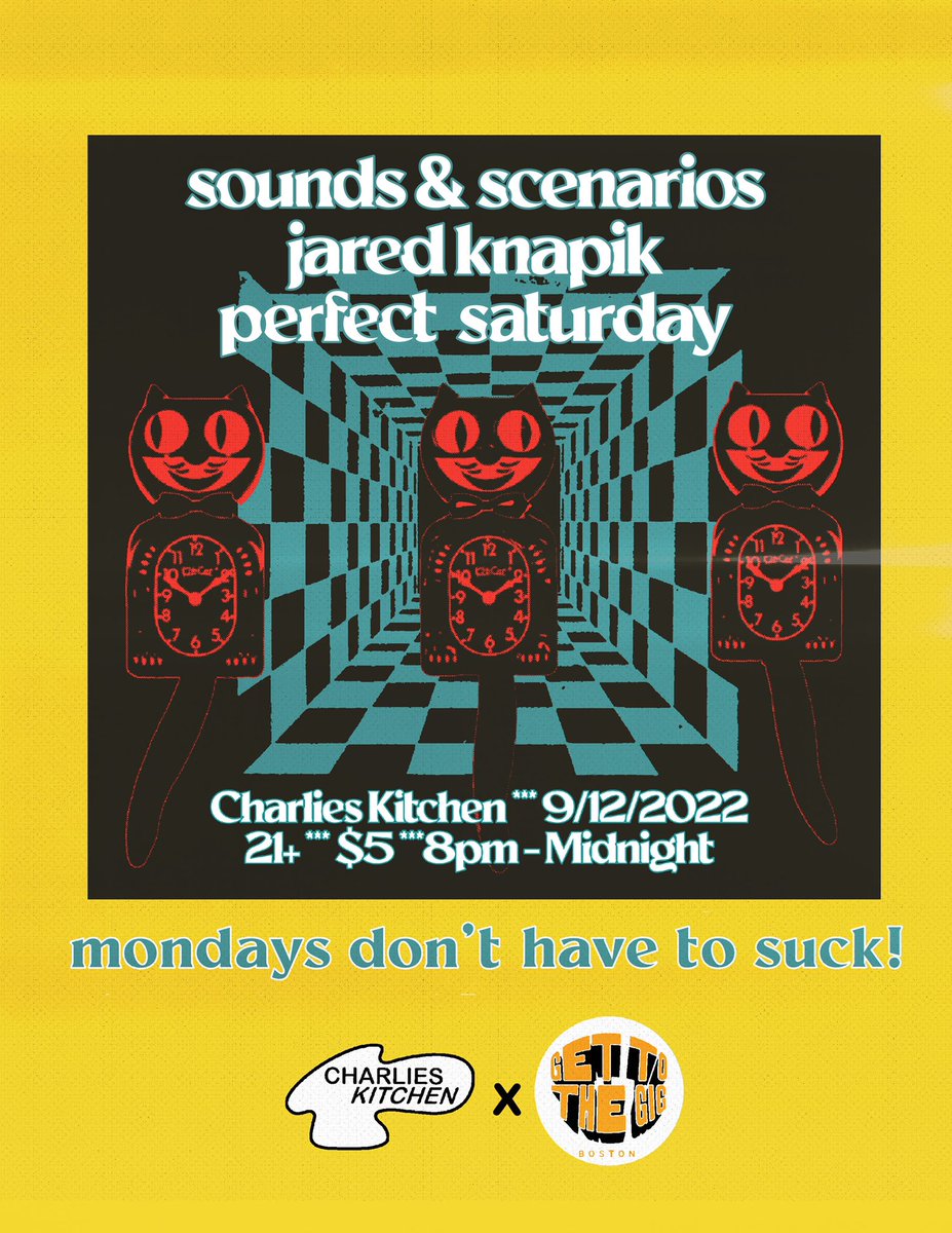 Oops we forgot we’re on Twitter lmao, anyways stream Cherry Blossom Season if you haven’t and come see us play at Charlie’s Kitchen with <a href="/JaredKnapik/">Jared Knapik</a> and Perfect Saturday, shit’s gonna rip.
