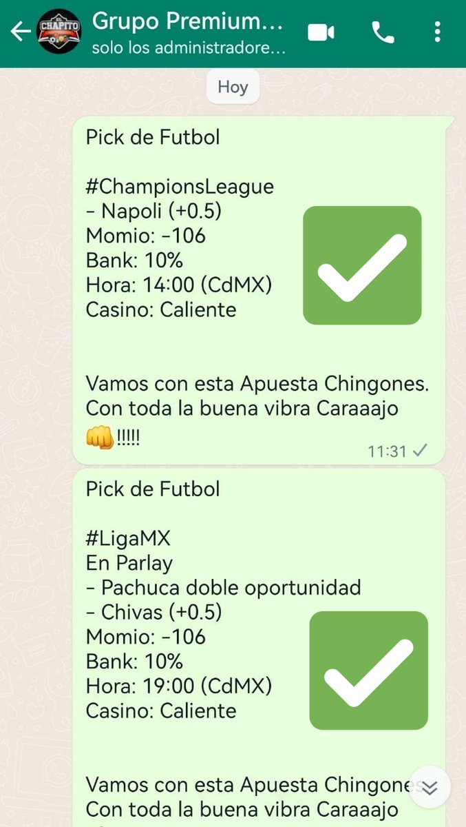 SE PRENDIÓ EL FUCKING CERRO 🔥🔥🔥🔥!!

Hoy gané las 5 apuestas que envié en mis 2 Grupos✅✅✅✅✅!!

Además ganamos todos juntos este excelente Parlay que les compartí✅!!

MI MINITA DE ORO🔥!!

Regalaré 3 accesos a mi RETO $5,000 A $100,000 que inicia mañana entre los 🗨️🔄❤️!!