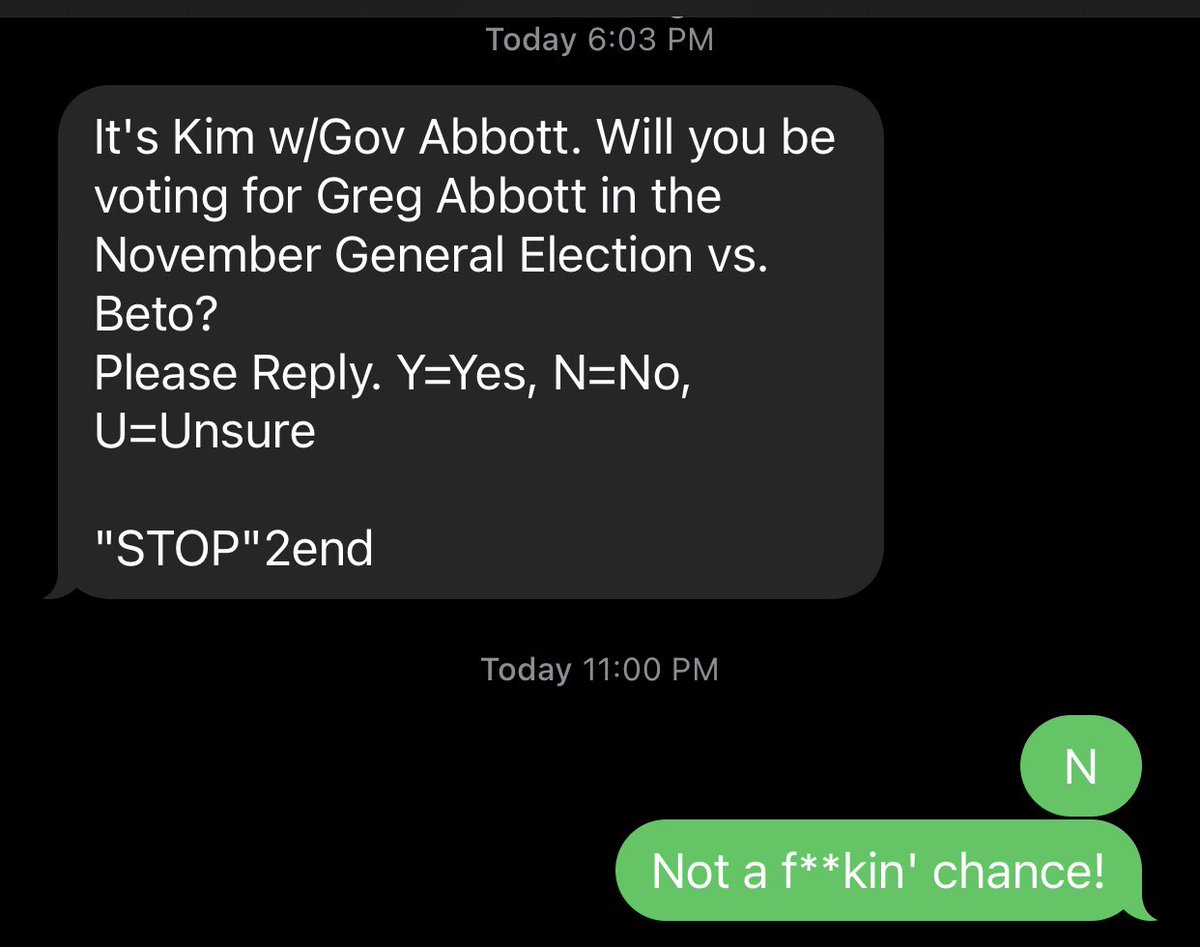 Warren_Wellness's tweet photo. Here’s your response @GovAbbott … not a f**kin’ chance! https://t.co/JNVdYp8KhZ