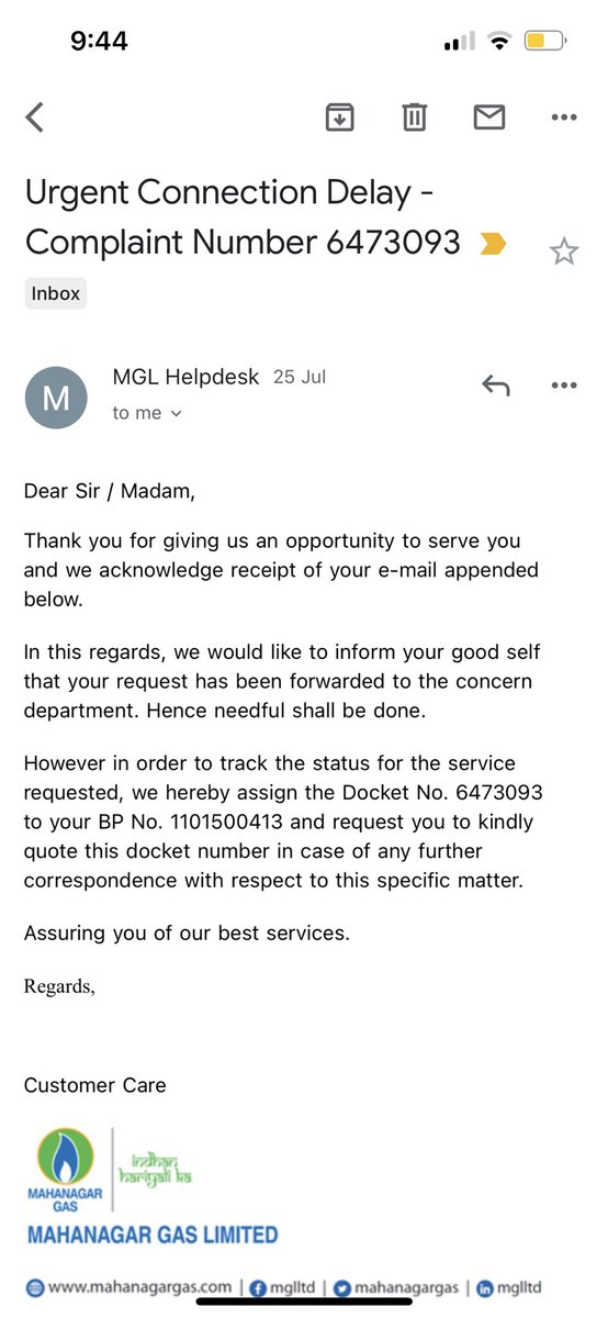 AtulBodke9's tweet photo. @mahanagargas @mahanagargas I don’t see anything happening here .. I am writing emails and calling customer care number since Mid June 2022. No reply, no communication, no response !! https://t.co/N251wYhYgr