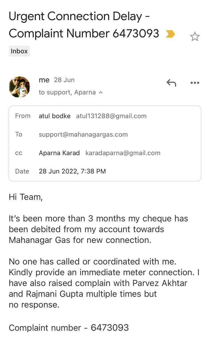 AtulBodke9's tweet photo. @mahanagargas @mahanagargas I don’t see anything happening here .. I am writing emails and calling customer care number since Mid June 2022. No reply, no communication, no response !! https://t.co/N251wYhYgr
