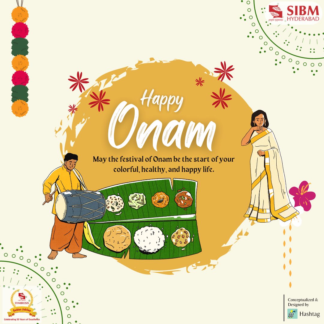 SIBMHYD's tweet photo. Onam reminds us of the all-pervasive nature of the divine.
On this auspicious occasion, SIBM Hyderabad wishes you a Happy Onam!
Let us celebrate this harvest festival with high spirits and great zeal.
#sibmhyd #symbiosis #sibmh #sibm #siu #onam https://t.co/8VEYpqmXhR