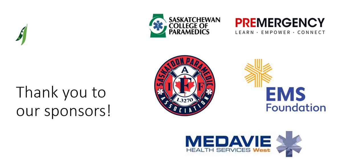So many awesome ppl rolling into #YXE for #PacExpo22. We are kicking off with a pre-conference Research Day tomorrow. Thank you to our amazing sponsors 👇 who made tomorrow possible. @SCoParamedics @MooseJawEMS @Premergency @emsfoundation @IAFF3270