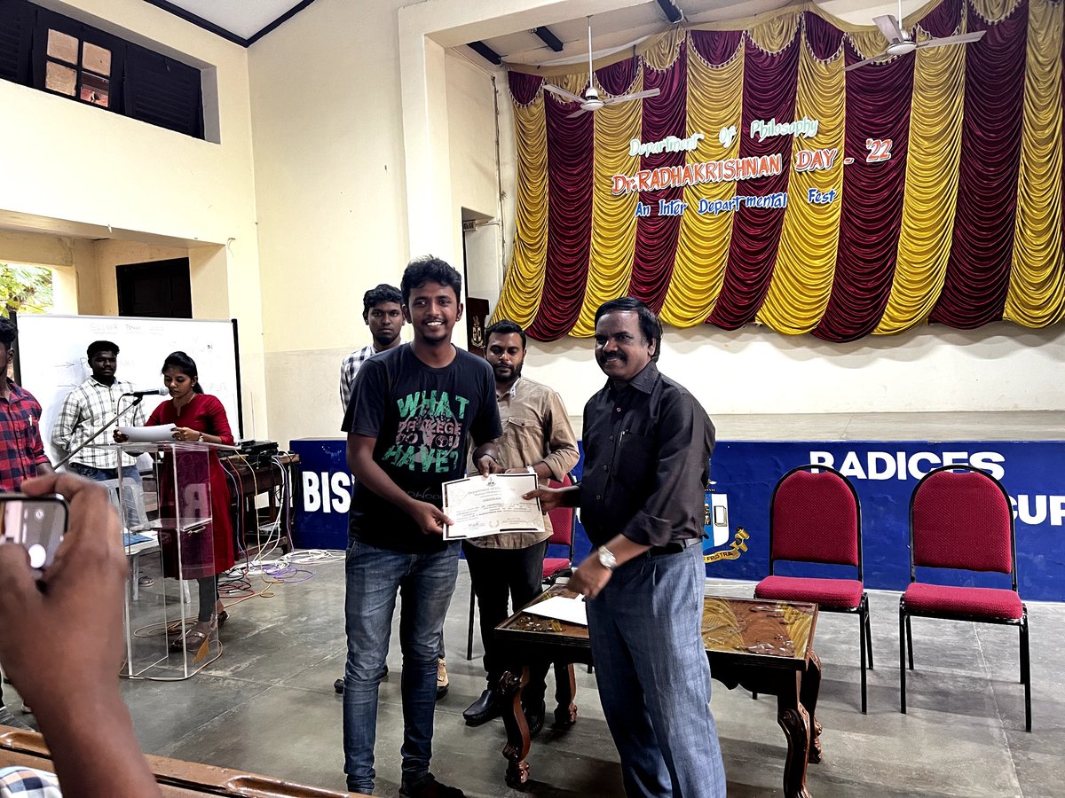 pgcommunmcc's tweet photo. Wah, what a way to start off! Our students participated and bagged the overall trophy on Radhakrishnan Day 22, an inter department event conducted by the Department of Philosophy, Madras Christian College on 5th sept, 2022.
Lot more to come.
#upupcommunication
#overalltrophy https://t.co/7kWAq6o0LZ
