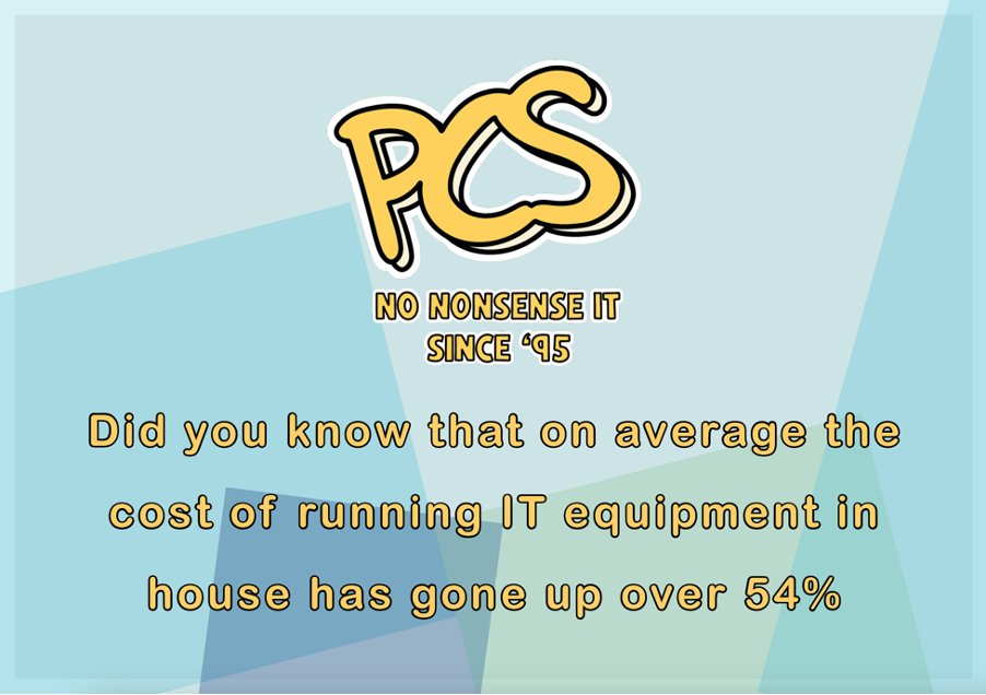 PCS_Barry's tweet image. There has never been a better time to look at cloud based computing to save your company money.
Get in touch with me today to find more.
pcs-systems.com/costs-of-it/
barry.glassford@pcs-systems.com
08453 735529 / 07480 248905
#ITOutsourcing #CouldComputing #ITSupport