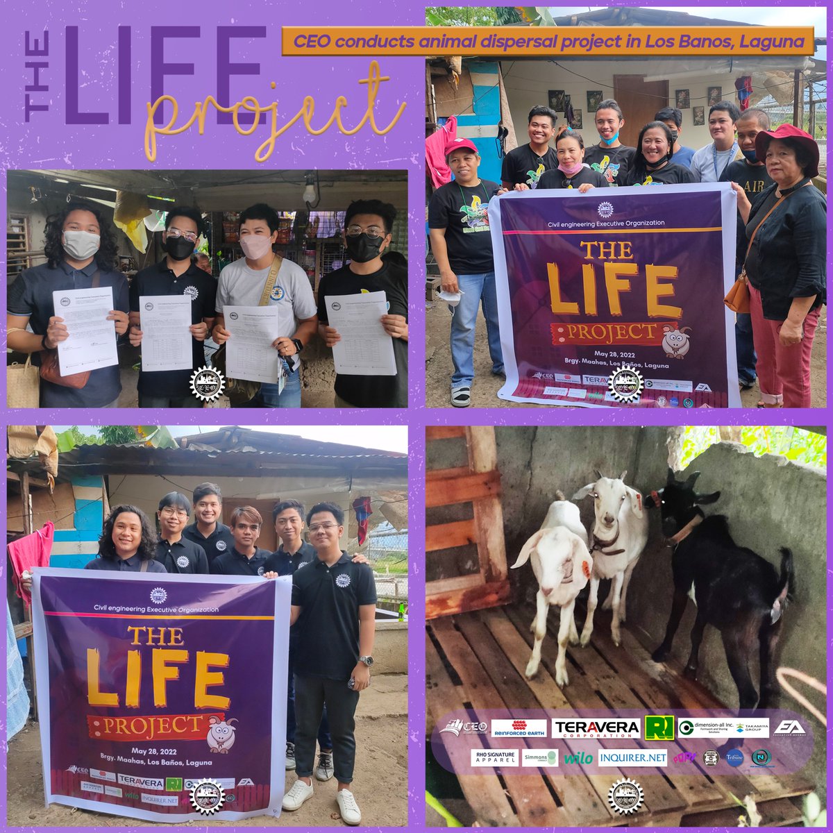 𝙋𝘼𝙔 𝙄𝙏 𝙁𝙊𝙍𝙒𝘼𝙍𝘿
Civil engineering Executive Organization (CEO) has organized the second installment of “The LIFE Project”, the organization’s outreach program for this academic year which is an animal dispersal project. 
#TheLIFEproject 
#CEOoutreachProgram