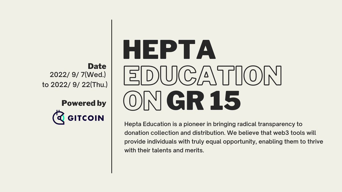 Support us on #GR15! 

<a href="/gitcoin/">Gitcoin</a> is a platform for builders like us to get funded! We believe in their vision of a robust web3/ open source community! 

Check out our grant and support us👇
gitcoin.co/grants/7392/he…