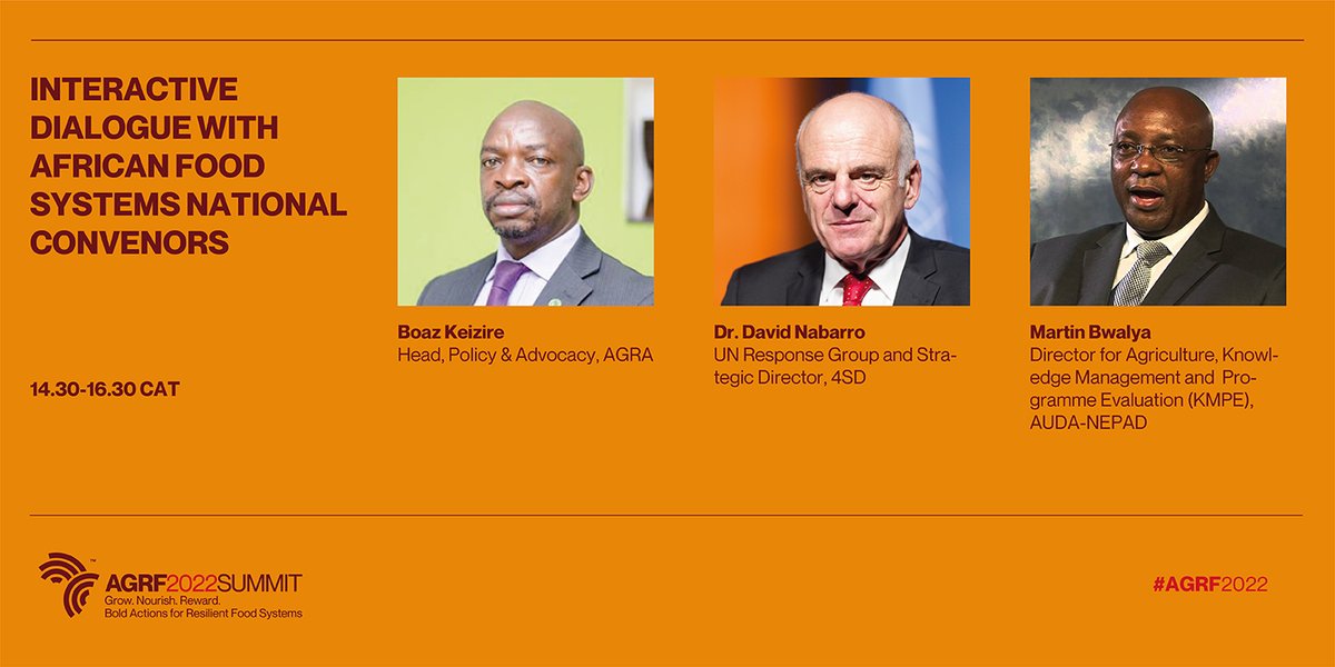 Leaders from the AU and UN are about to convene the first in-person regional dialogue with African Food Systems National Convenors - a unique opportunity for a strategic exchange in unprecedented times of crisis

Register: bit.ly/3KEYnns

<a href="/davidnabarro/">Dr David Nabarro</a> 
#AGRF2022