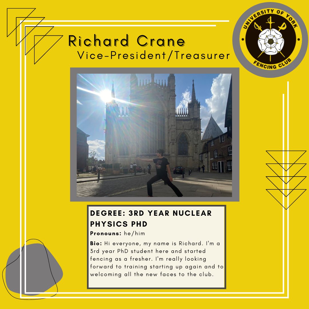 FencingClub's tweet photo. Our countdown to World Fencing Day continues, with our penultimate committee announcement!

Introducing our Treasurer, and our Vice President, Richard Crane! https://t.co/SRLT8V569S