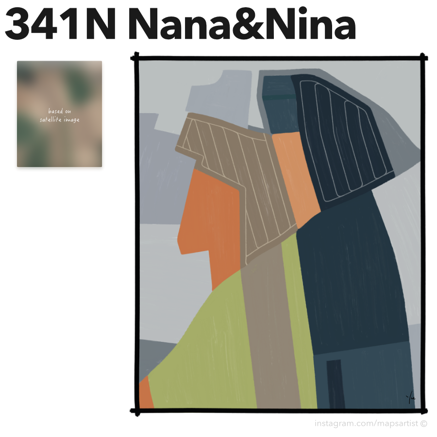 mapsartist's tweet photo. 341N Nana &amp; Nina [Cat1, 2022]

#mapsartist #nft #satellite #outsiderart https://t.co/IHh0AeCwmU