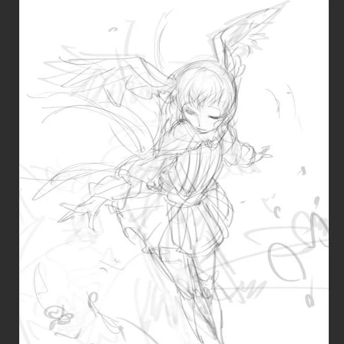 オケコン当たってhappyなのでメーティオン描き始めた 