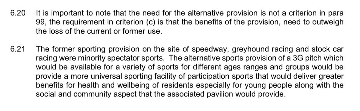 KeepBeesOnTrack's tweet photo. The key section of the @rugbybc planning officer’s report - essentially the criteria on which she recommends approval for planning - is attached.

There is no evidence provided in support, and the report continuously quotes from reviews commissioned by the developers themselves. https://t.co/T547RhoozY