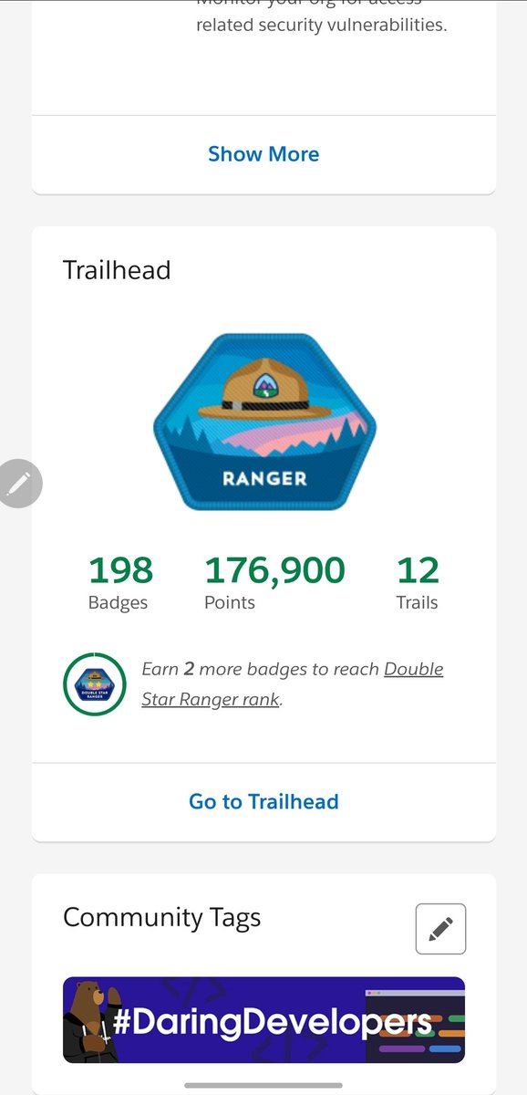 mewaraparth's tweet photo. to complete it and reach that Double Star Ranger status. Hopefully with 3 more superbadges.
It's fun to learn and see your efforts being recognised as a badge of honor.
❤️ For @trailhead
#MyGoalsforDF22
@gauravkheterpal
#daringdevelopers
#trailhead #Salesforce #Trailblazer https://t.co/V3oeiMN040