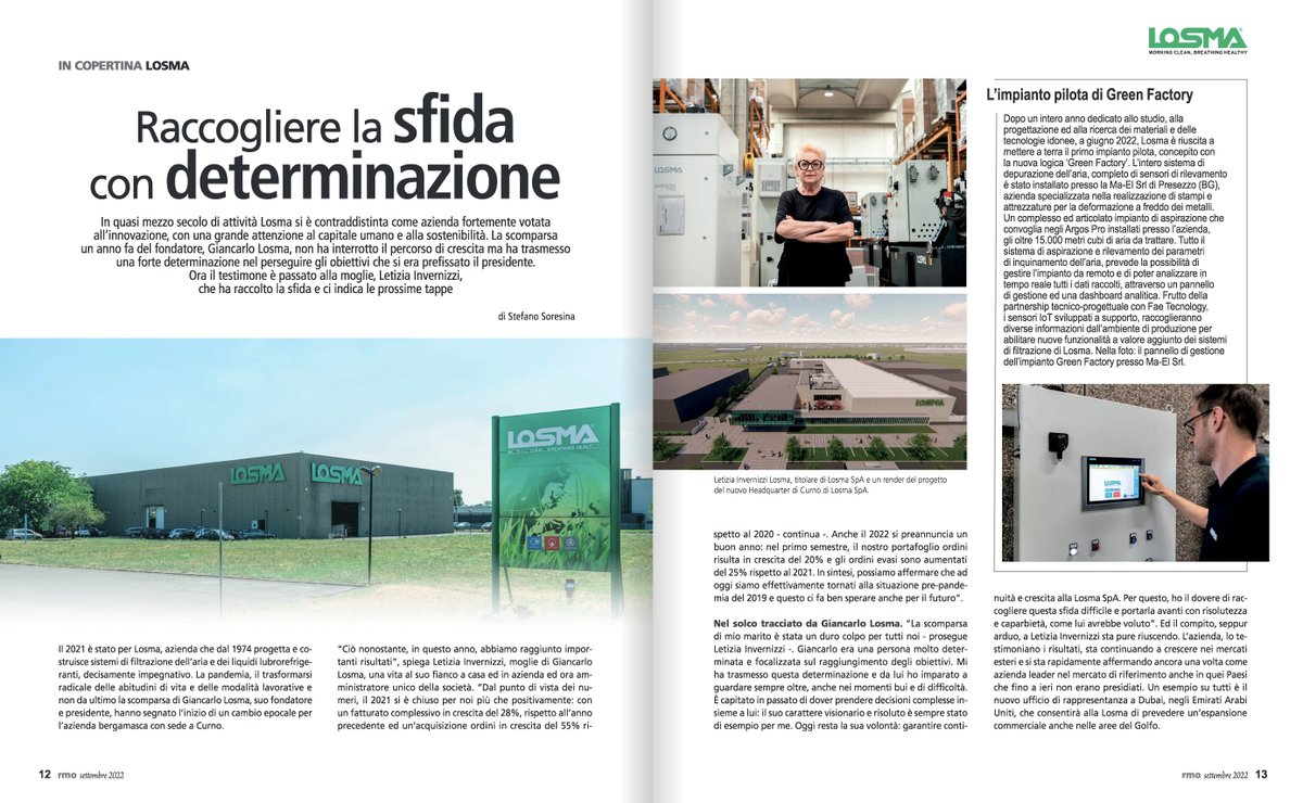 meccanica_plus's tweet photo. La crescita e il futuro #green e di #innovazione di #Losma raccontati da Letizia Invernizzi, moglie di Giancarlo Losma, fondatore dell'azienda e past president @UCIMU, scomparso lo scorso anno. L'articolo su #RMO di settembre.
#filtrazione #sostenibilità
https://t.co/MLvbLMuhDV https://t.co/Tebfmxh7rG