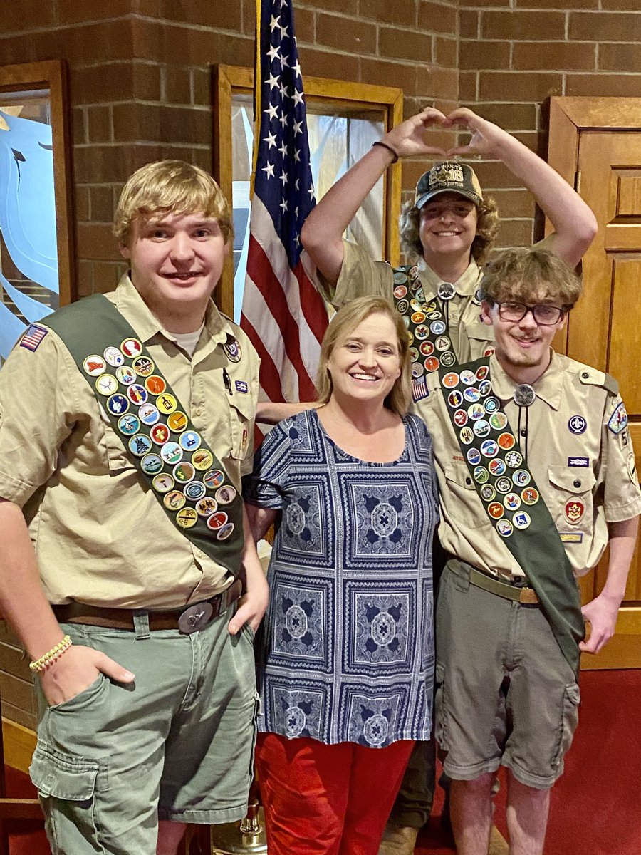 ewbarnhill's tweet photo. I am so proud of these 3 for achieving the Eagle Scout rank last night. I had the pleasure of teaching all of them in elementary school ⁦@EASTWAKEACADEMY⁩ https://t.co/5hS8VSdFKi