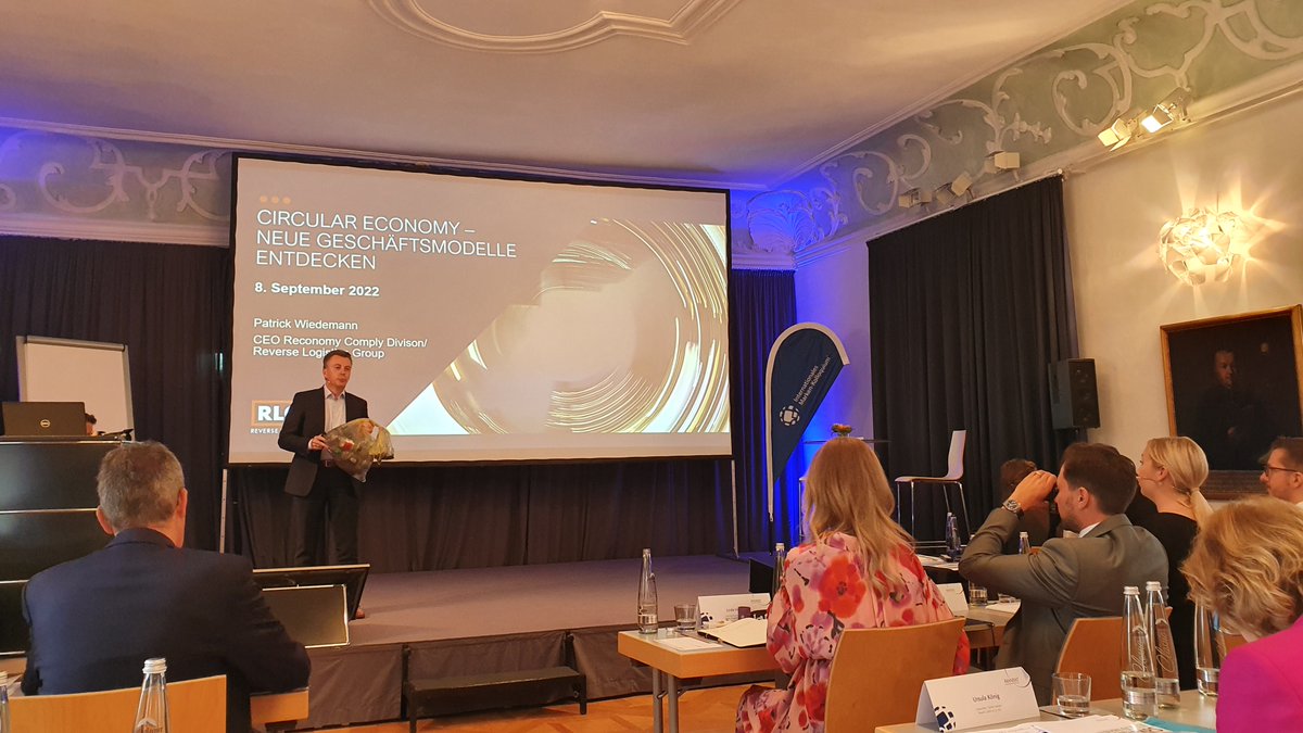 #IMK2022: Von Accessoires zur Kreislaufwirtschaft - von B2C zu #B2B: Zweiter Redner des heutigen Tages ist Patrick Wiedemann, #CEO der Reverse Logistics Group. Sein Vortrag trägt den Titel »Circular Economy: Neue Geschäftsmodelle entdecken«.