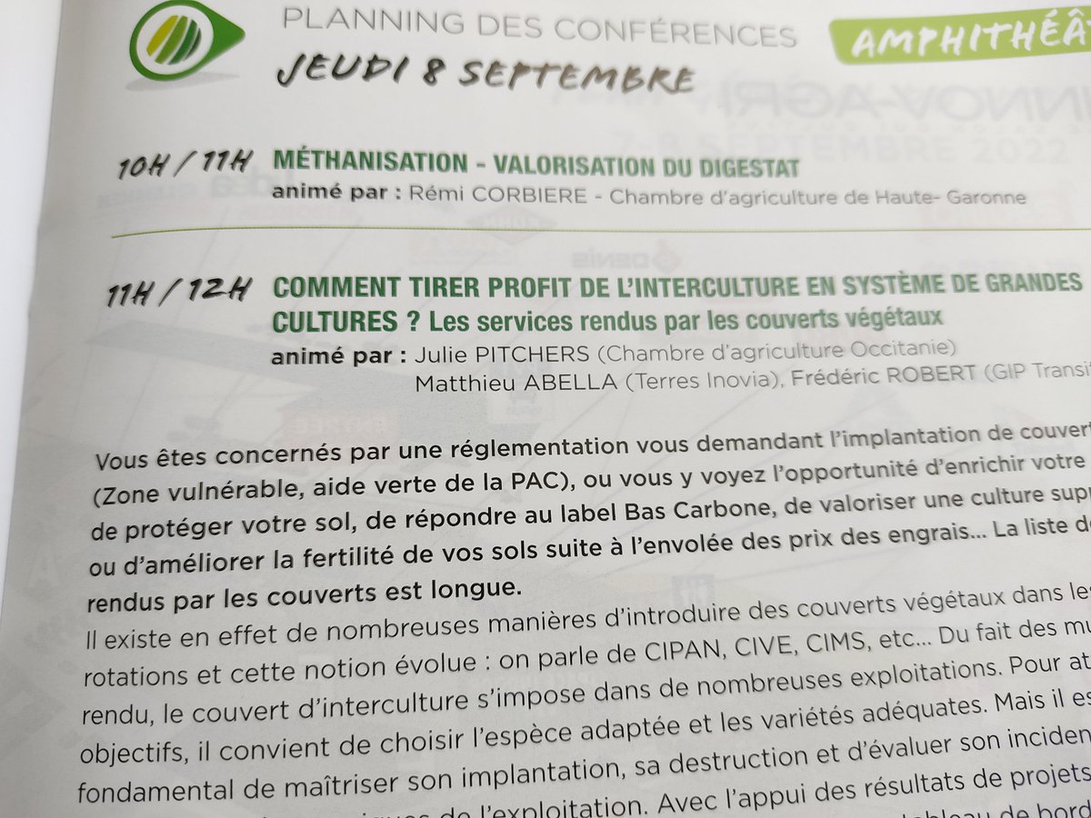 be_roux's tweet photo. @Innovagri1 , Conférence avec @terresinovia @matthieuabella @gip transition @crao Comment tirer profit de l'interculture https://t.co/TDXoQJKOFP